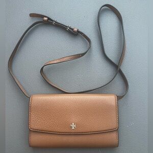 🔥Tory Burch 🔥Robinson Pebbled Leather Mini Flap  Crossbody Wallet with Gold